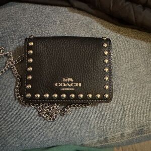 Coach Black Crossbody Bag with Silver Studs
